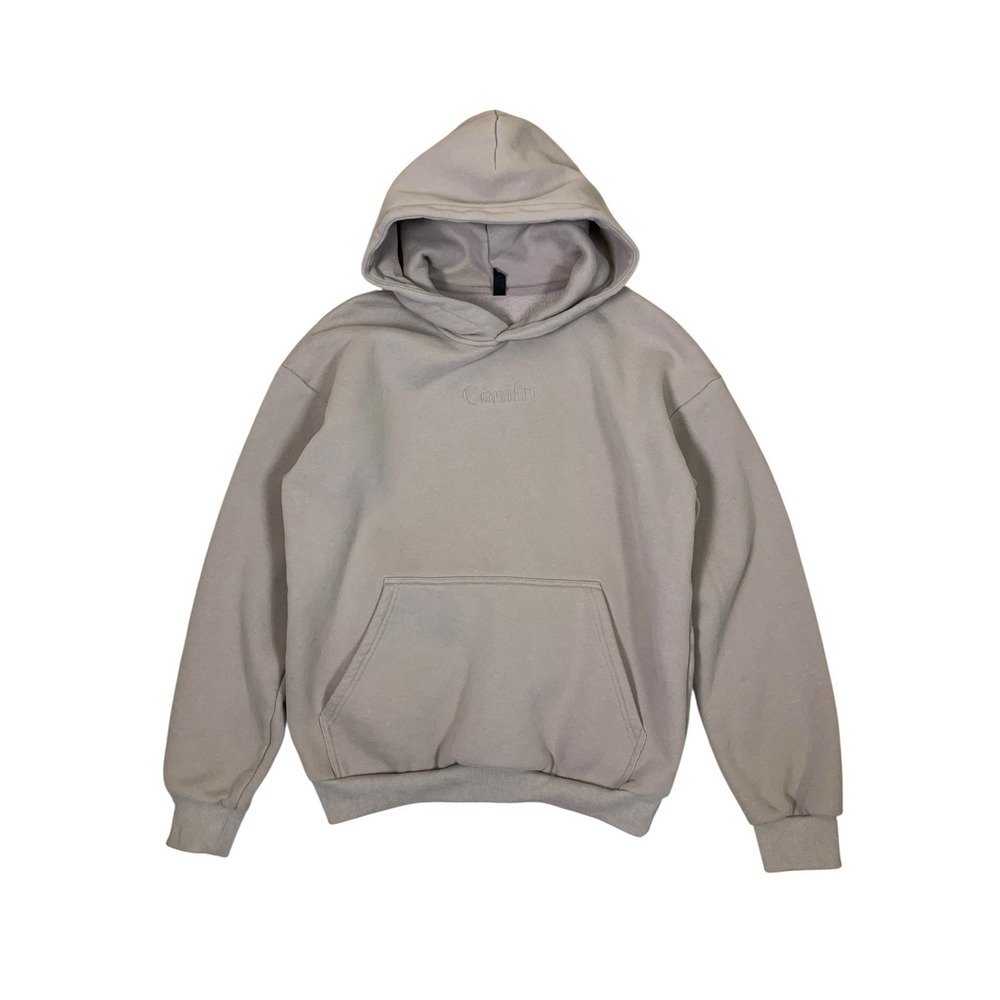 Comfrt Taupe Heavyweight Oversized Pullover Hoodie Embroidered‎ Logo Medium